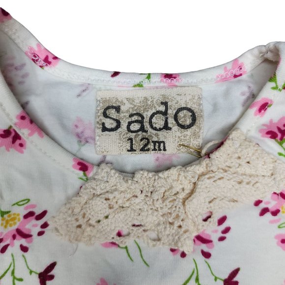 Sado NWT floral tank top with linen peplum ruffle hem and lace detail size 12m - Picture 4 of 4